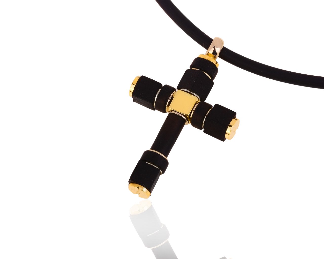 Солидный золотой крест с каучуком Baraka Cross 070518/7