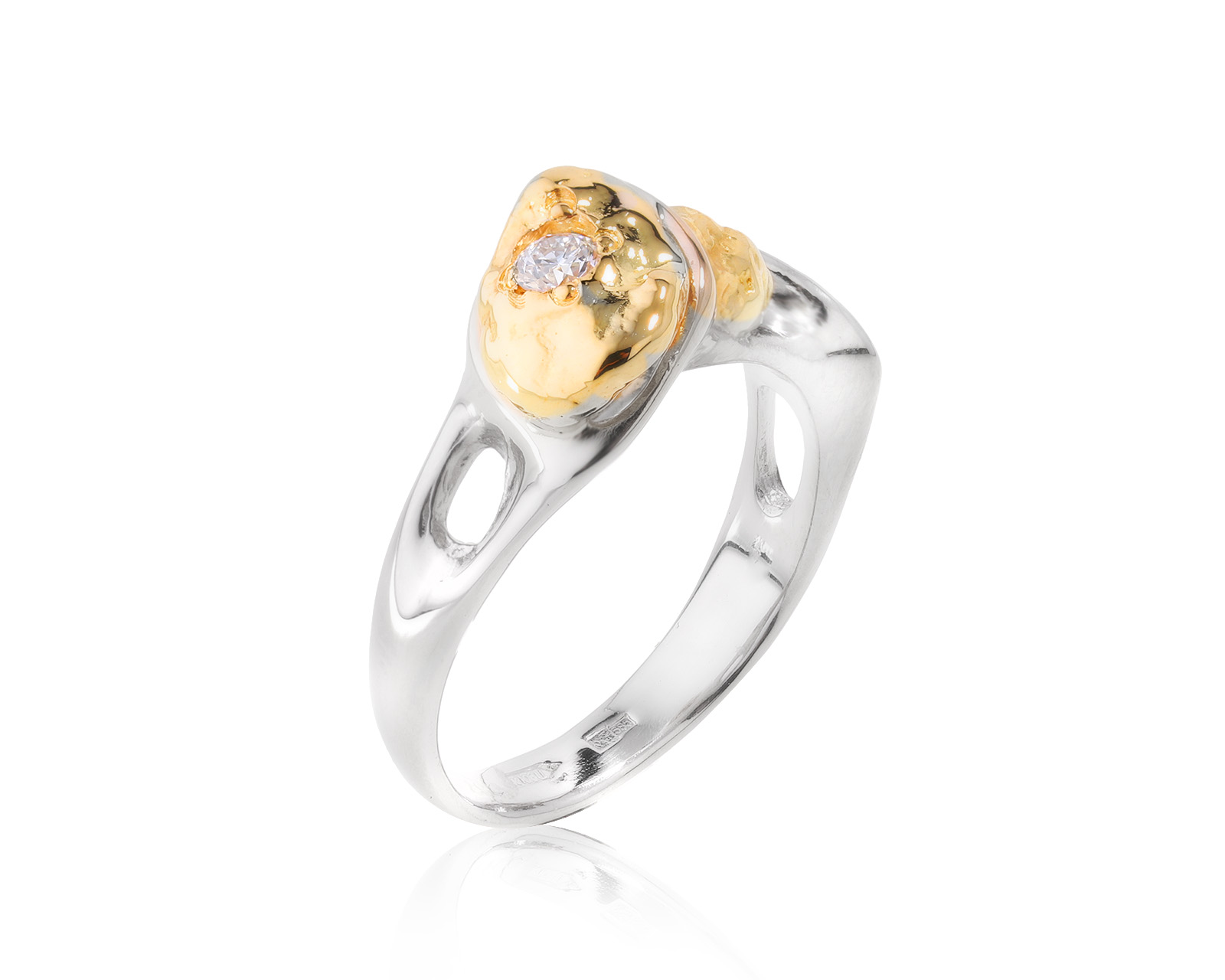 Золотое кольцо с бриллиантом 0.10ct 130723/2