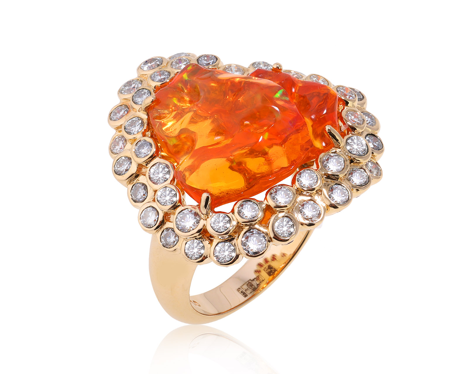 Золотое кольцо с огненным опалом Мексика 7.20ct 300125/5