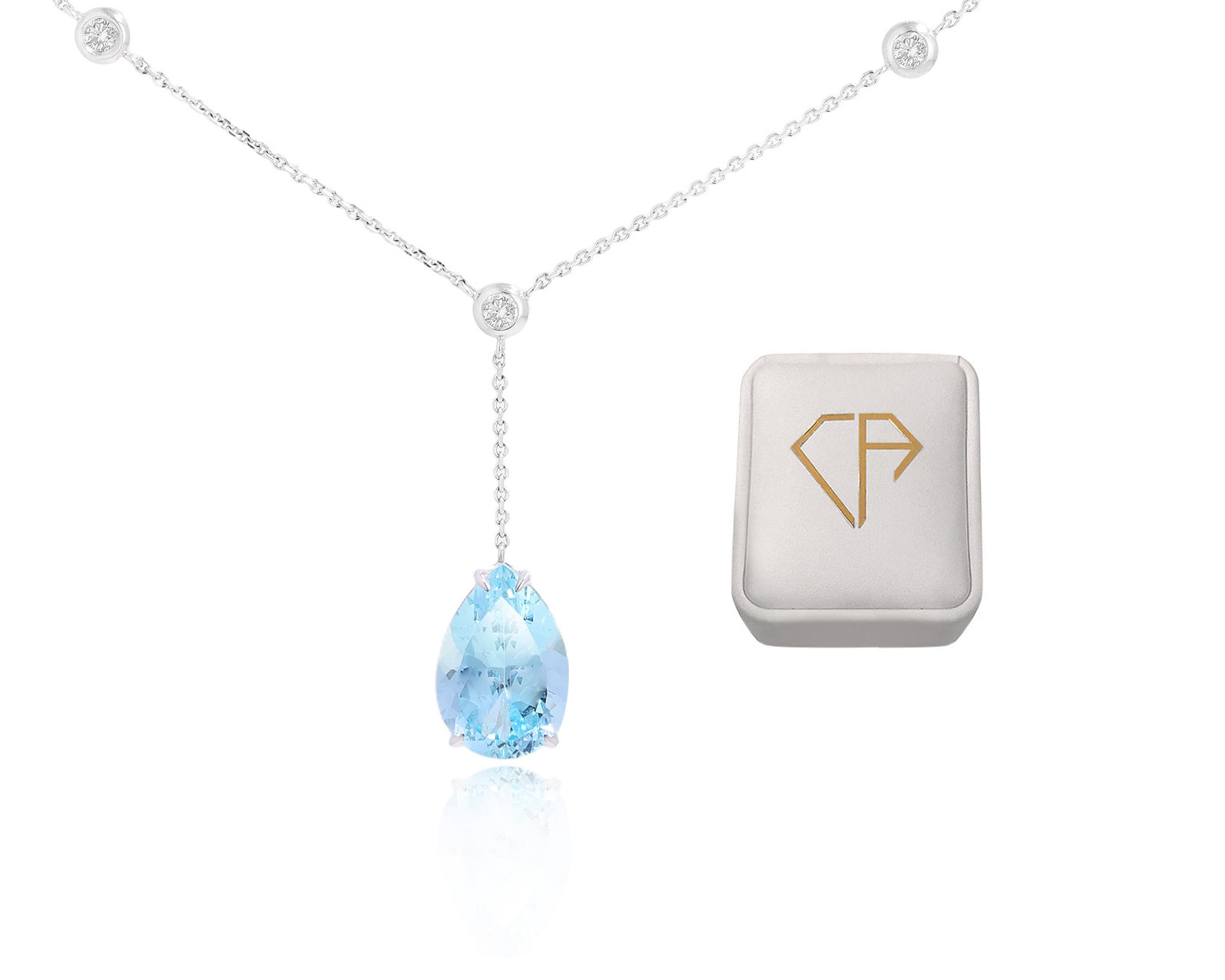 Оригинальное золотое колье с аквамарином 3.14ct Constantin Artmayer