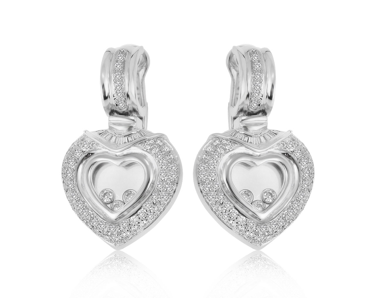 Романтичные золотые серьги с бриллиантами 1.94ct