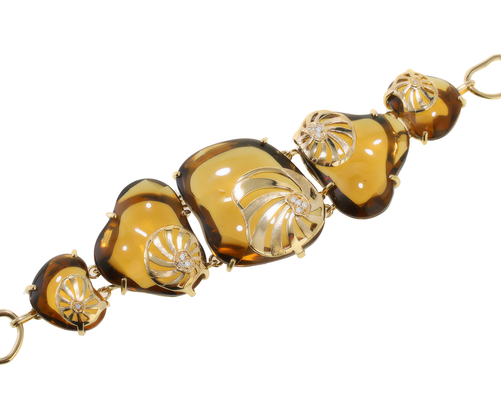 Притягательный золотой браслет с цитринами 88.59ct