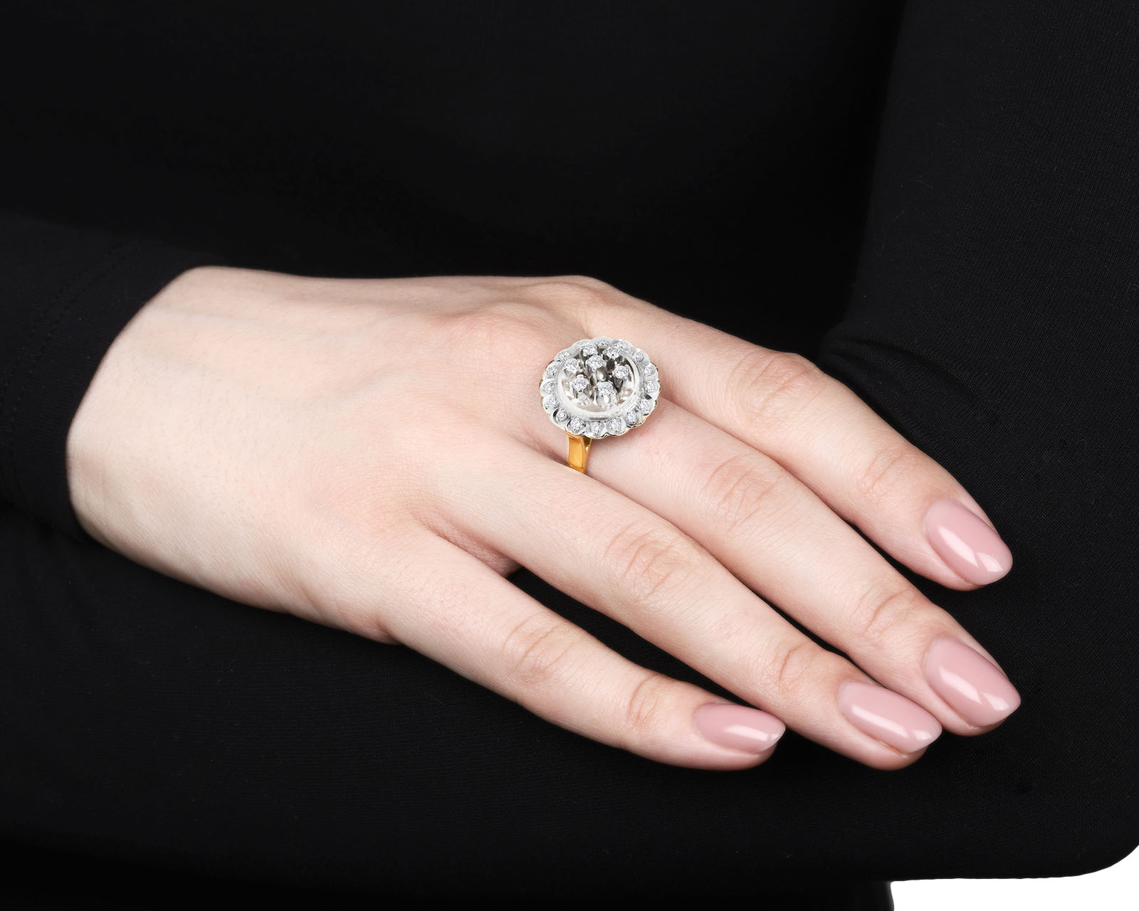 Винтажное золотое кольцо с бриллиантами 0.83ct СССР