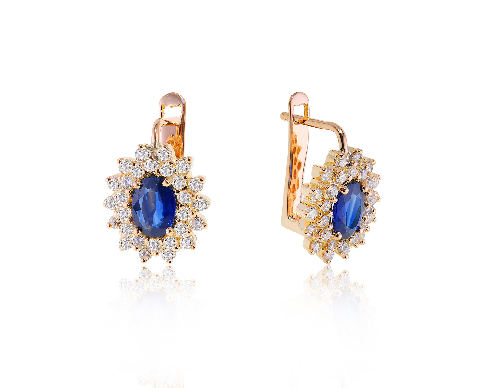 Золотые серьги с сапфирами 1.95ct и бриллиантами 0.98ct 210623/7