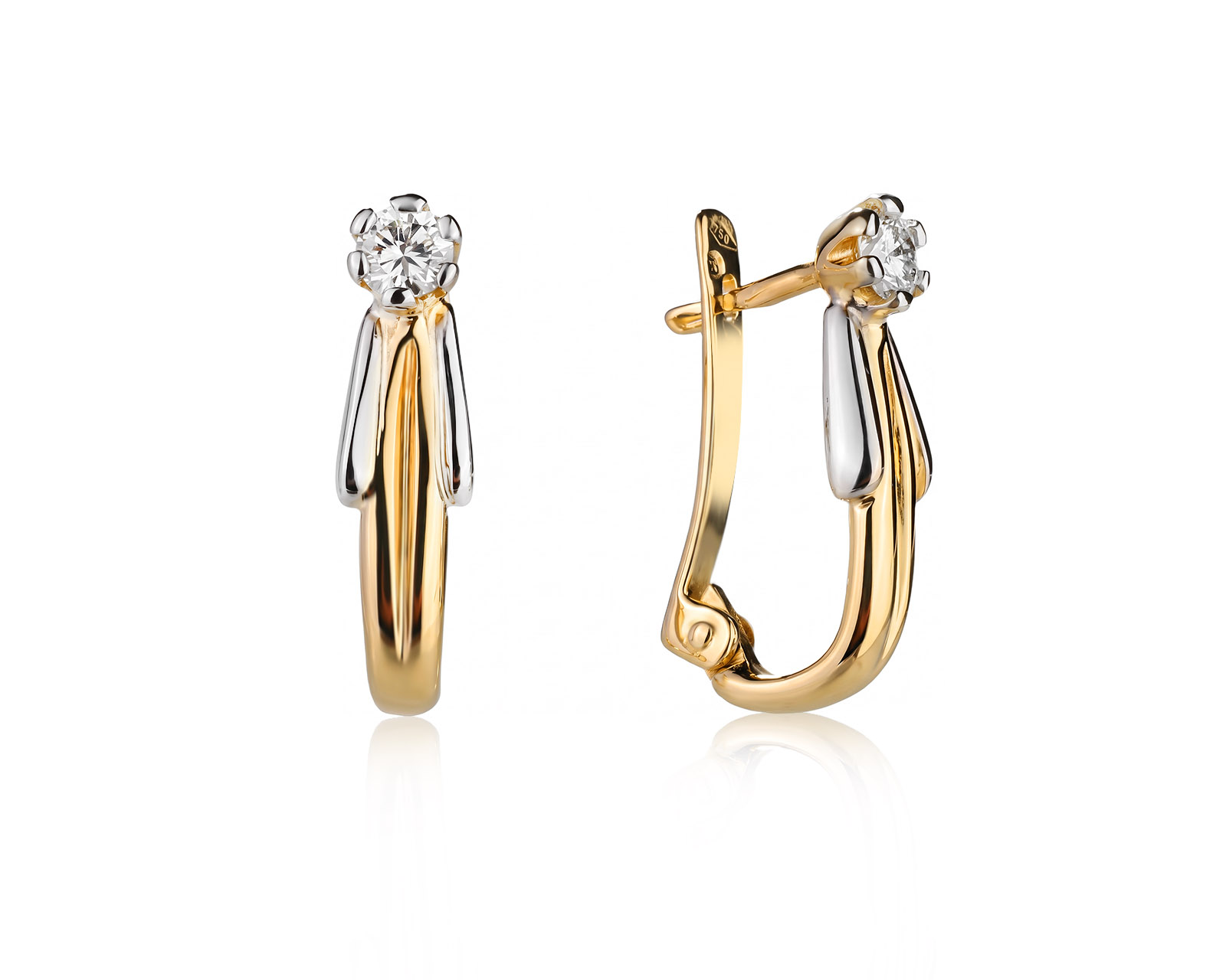 Золотые серьги с бриллиантами 0.36ct