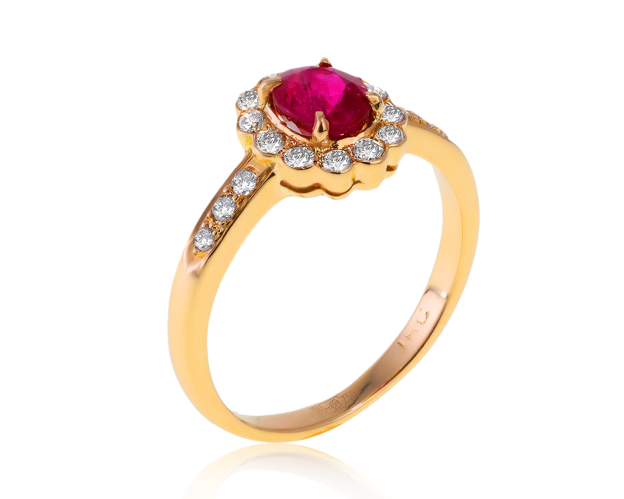 Модное золотое кольцо с рубином 0.80ct 041120/16