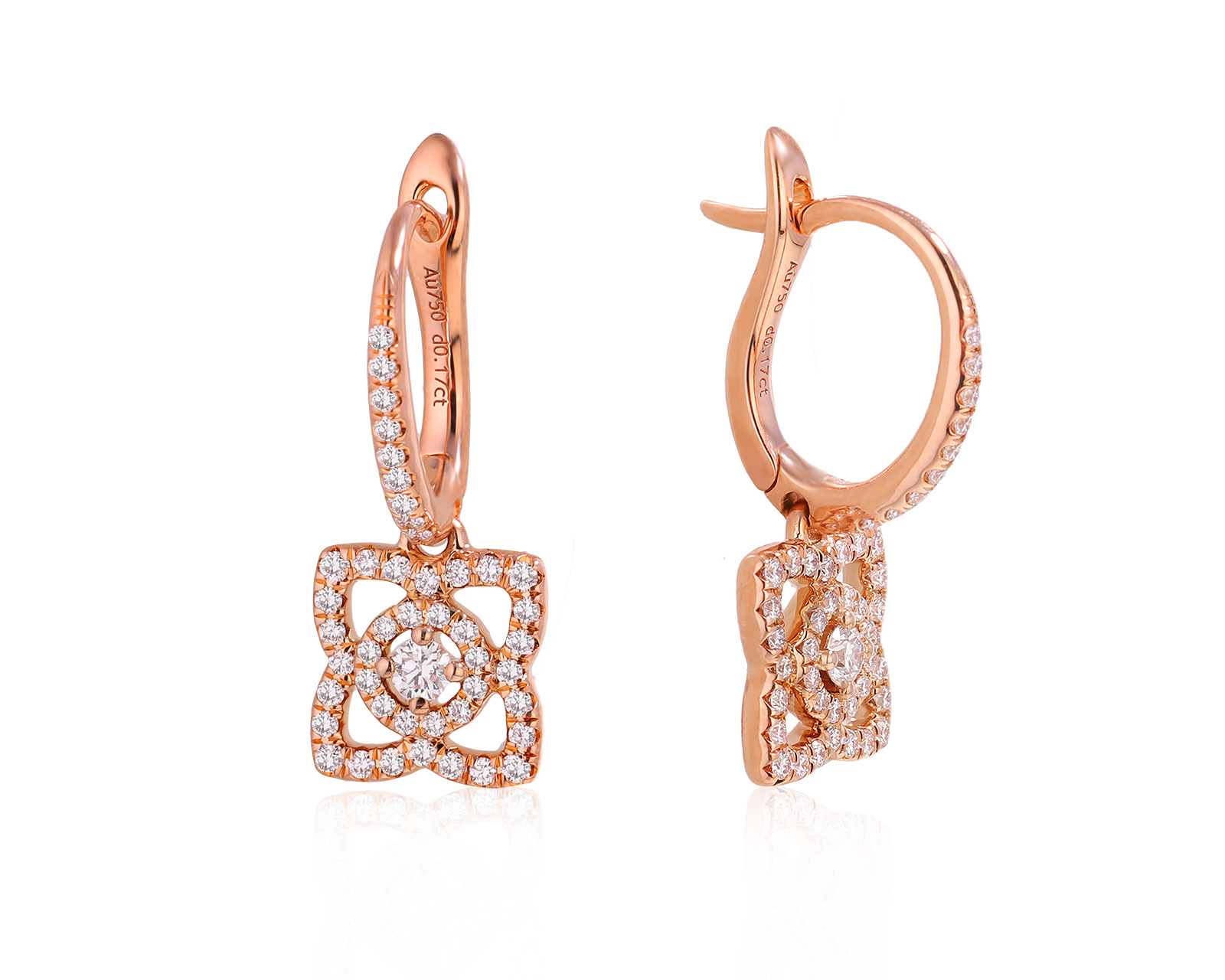 Оригинальные золотые серьги De Beers Enchanted Lotus