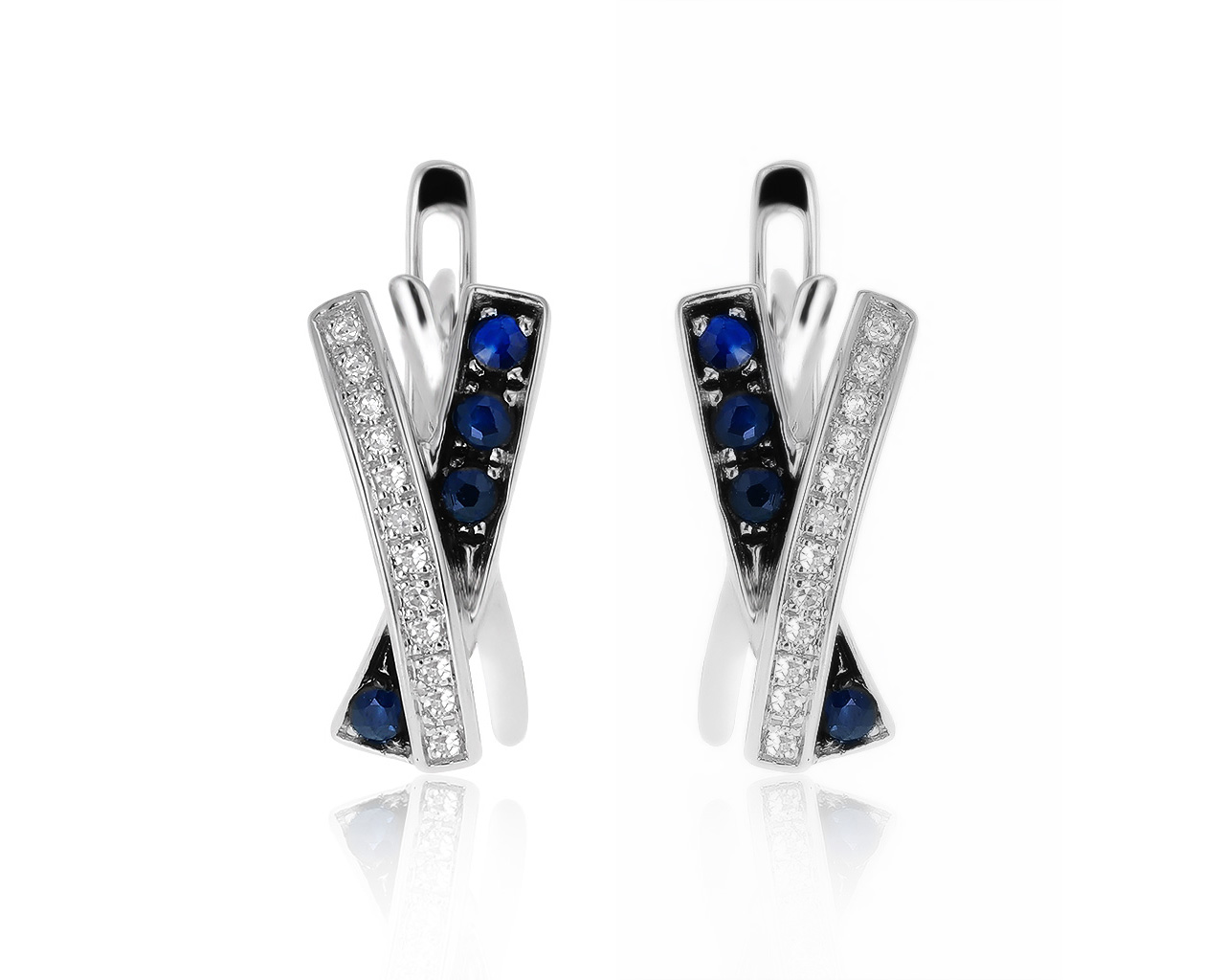 Изысканные золотые серьги с сапфирами 0.15ct 251220/2
