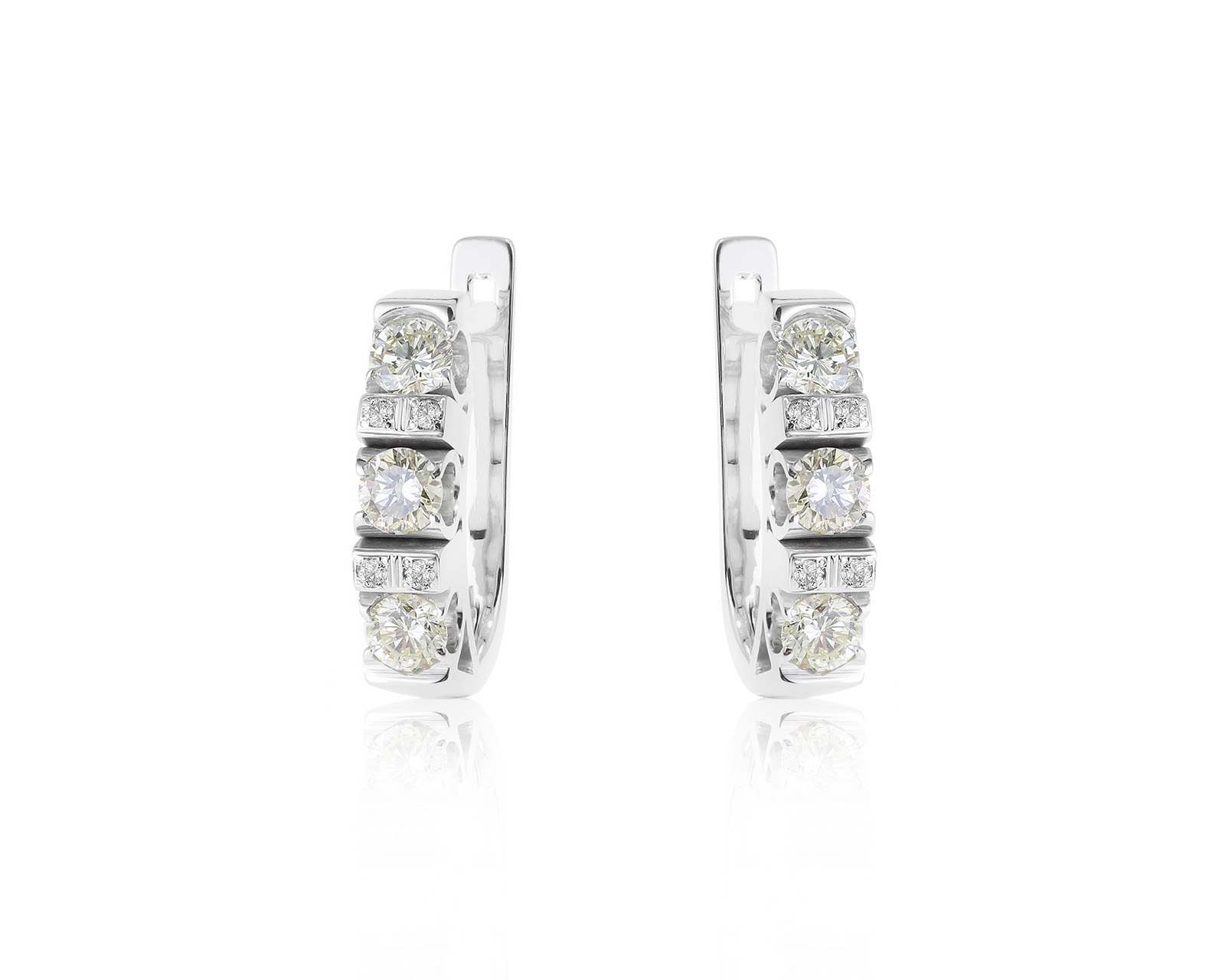 Красивые золотые серьги с бриллиантами 1.10ct