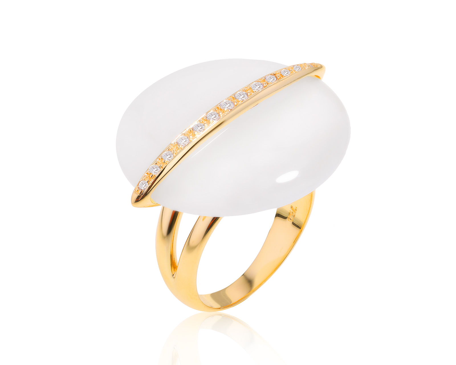 Золотое кольцо с кварцем 18.75ct и бриллиантами 0.12ct 130624/11