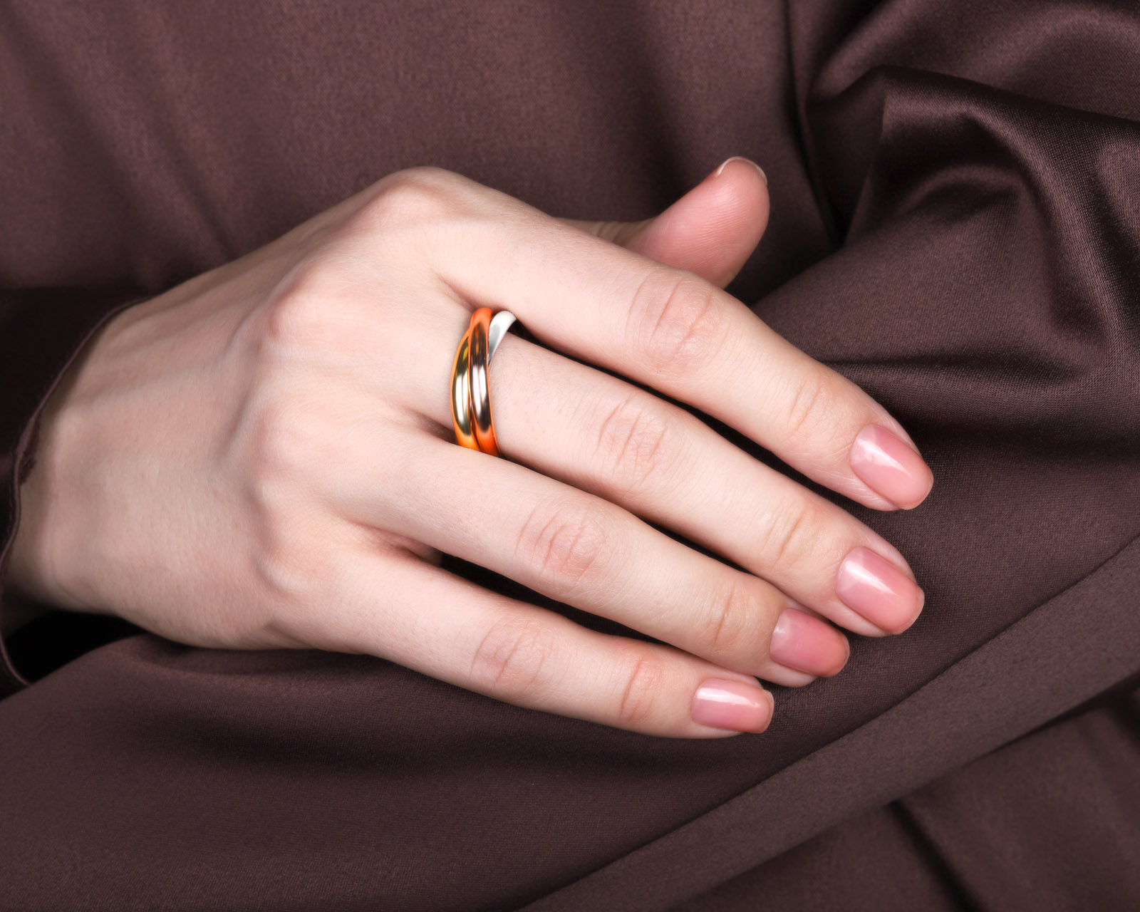 Оригинальное золотое кольцо Cartier Trinity Classic