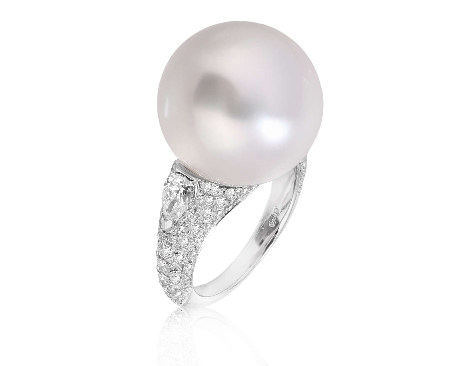 Оригинальное золотое кольцо с жемчугом 17.60 мм Ranzani Fabio e Fuse' Maria Lucia