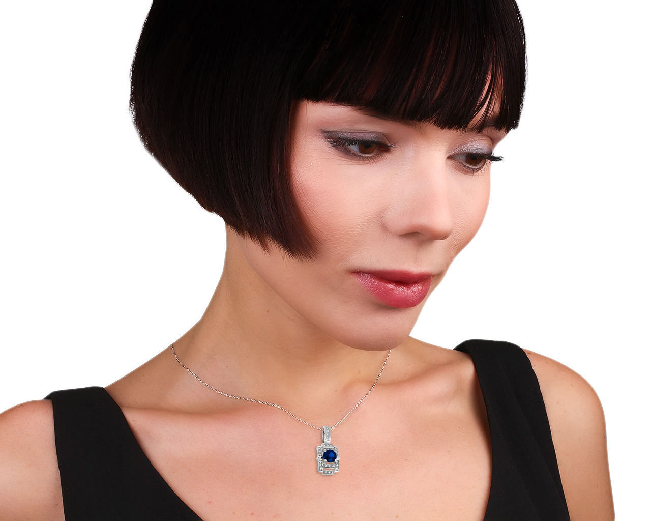 Золотая подвеска с бриллиантами 0.40ct и сапфиром 1.42ct