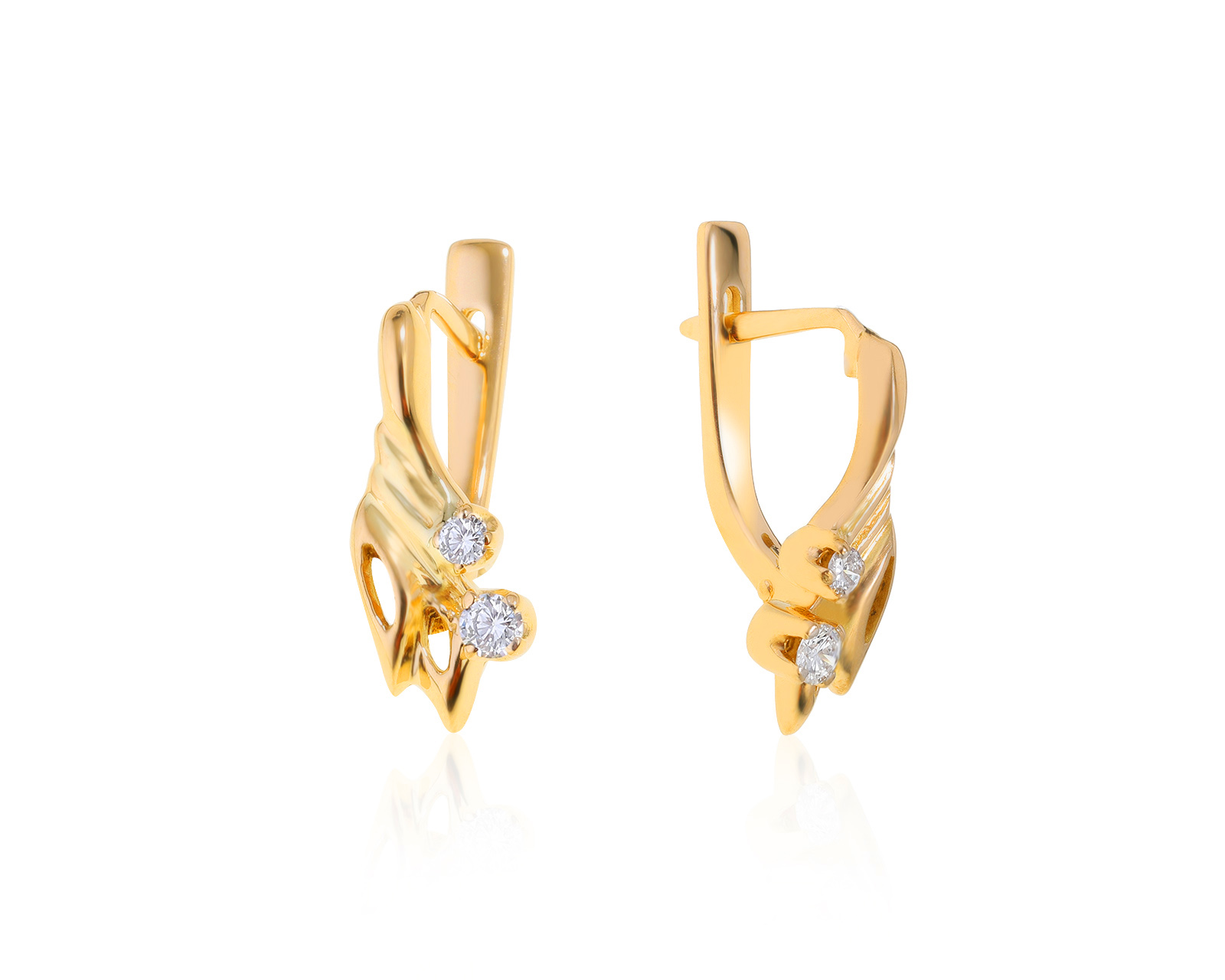 Изящные золотые серьги с бриллиантами 0.19ct 071221/3