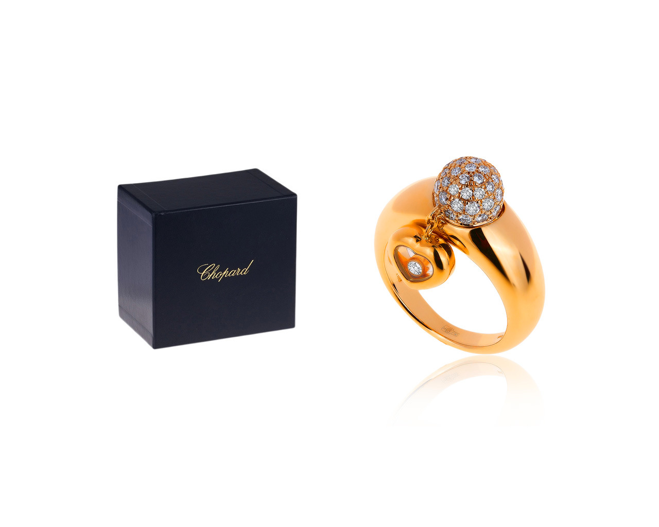 Оригинальное золотое кольцо с бриллиантами 0.88ct Chopard