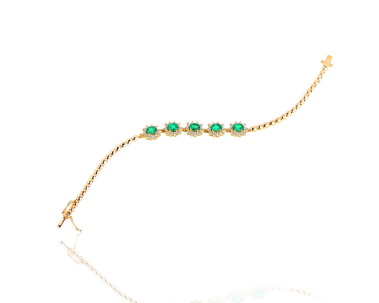 Золотой браслет с бриллиантами 1.14ct и изумрудами 1.80ct 200918/1