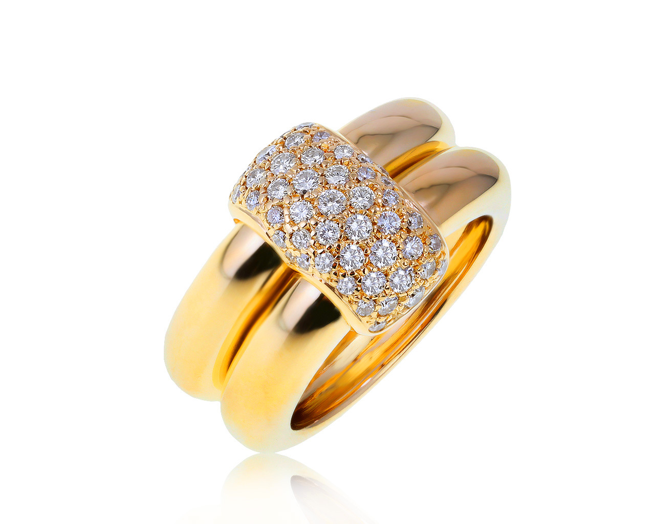 Оригинальное золотое кольцо с бриллиантами 0.61ct Chaumet Duo