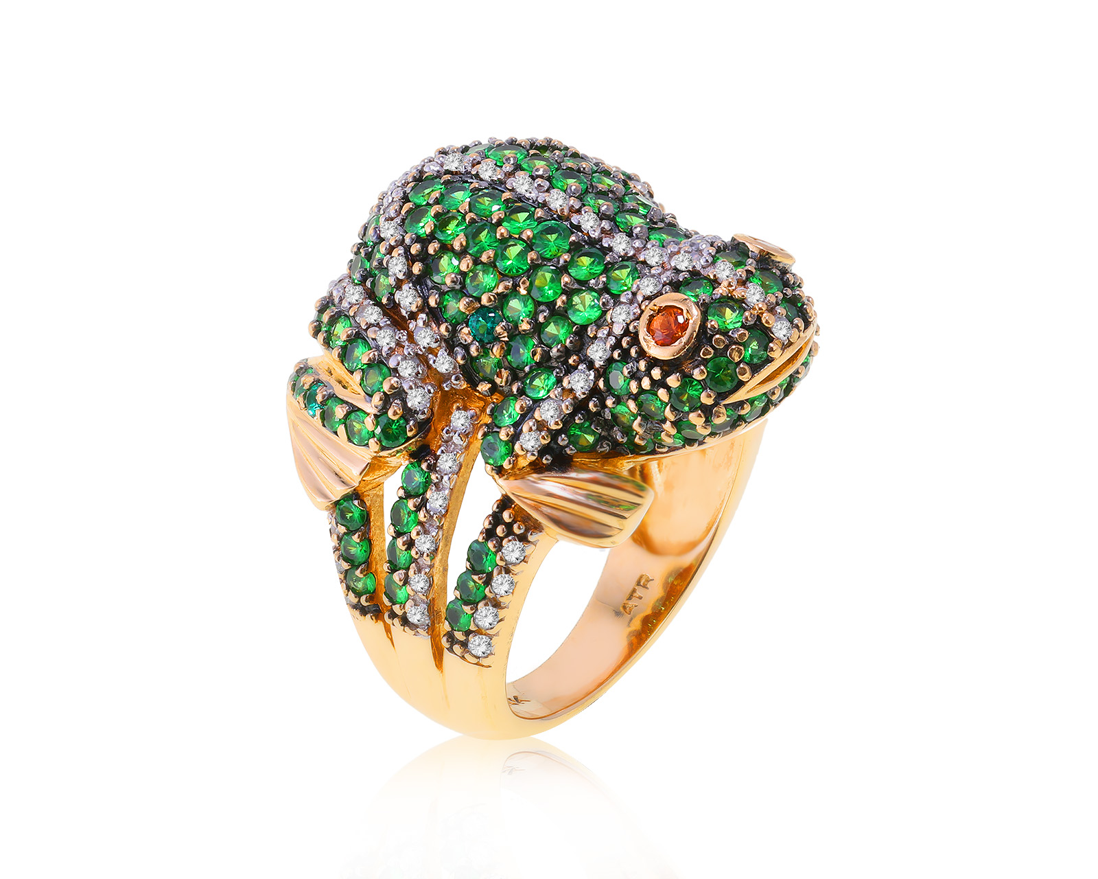 Притягательное золотое кольцо с тсаворитами 3.40ct 101222/2