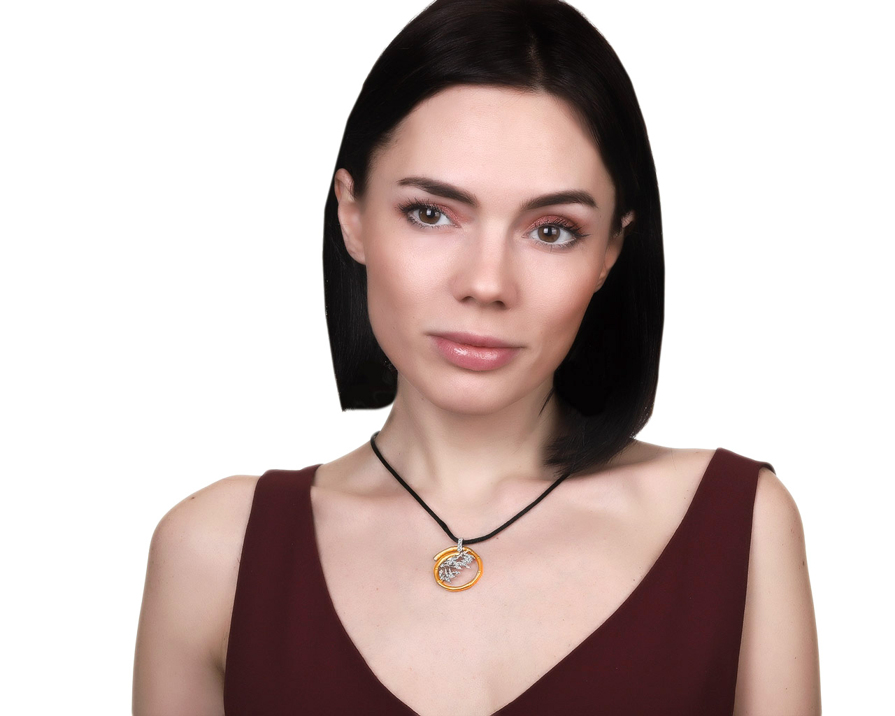 Стильный золотой кулон с бриллиантами 0.21ct