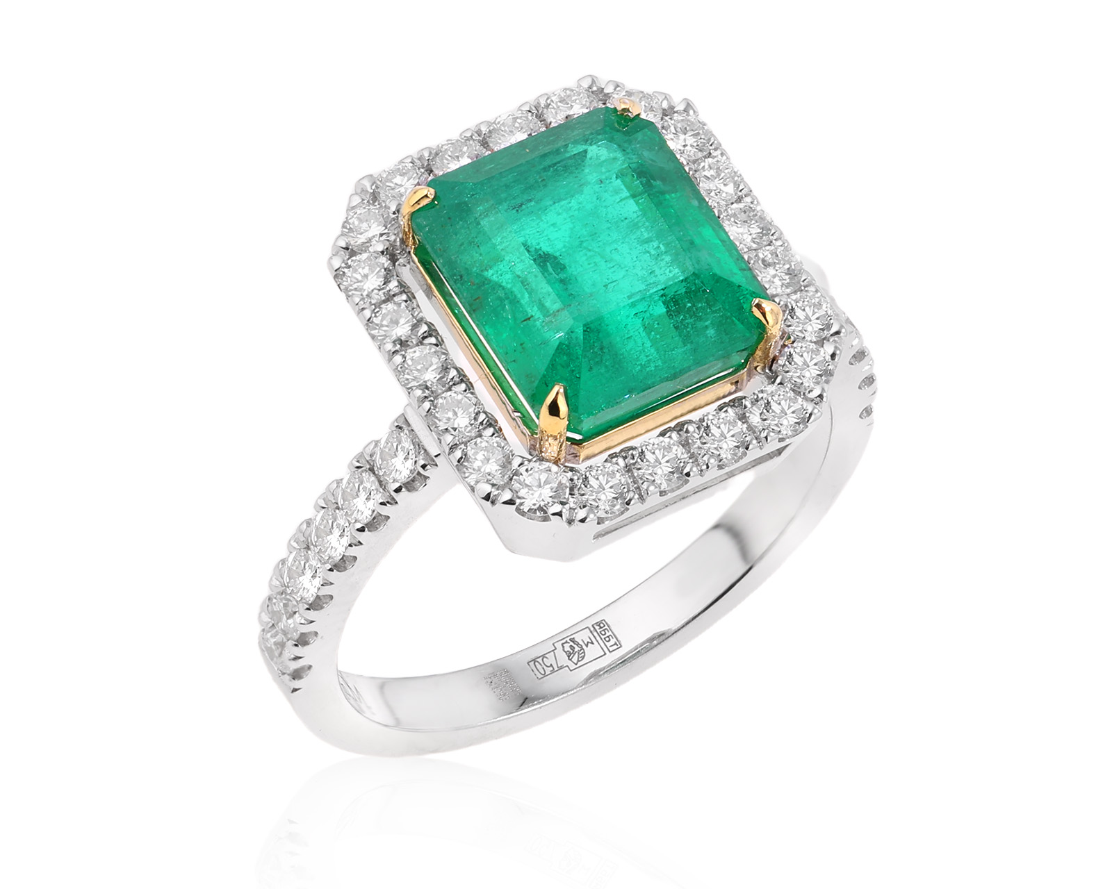 Золотое кольцо с изумрудом Замбия 3.92ct Evgeny Matveev 130825/Б204
