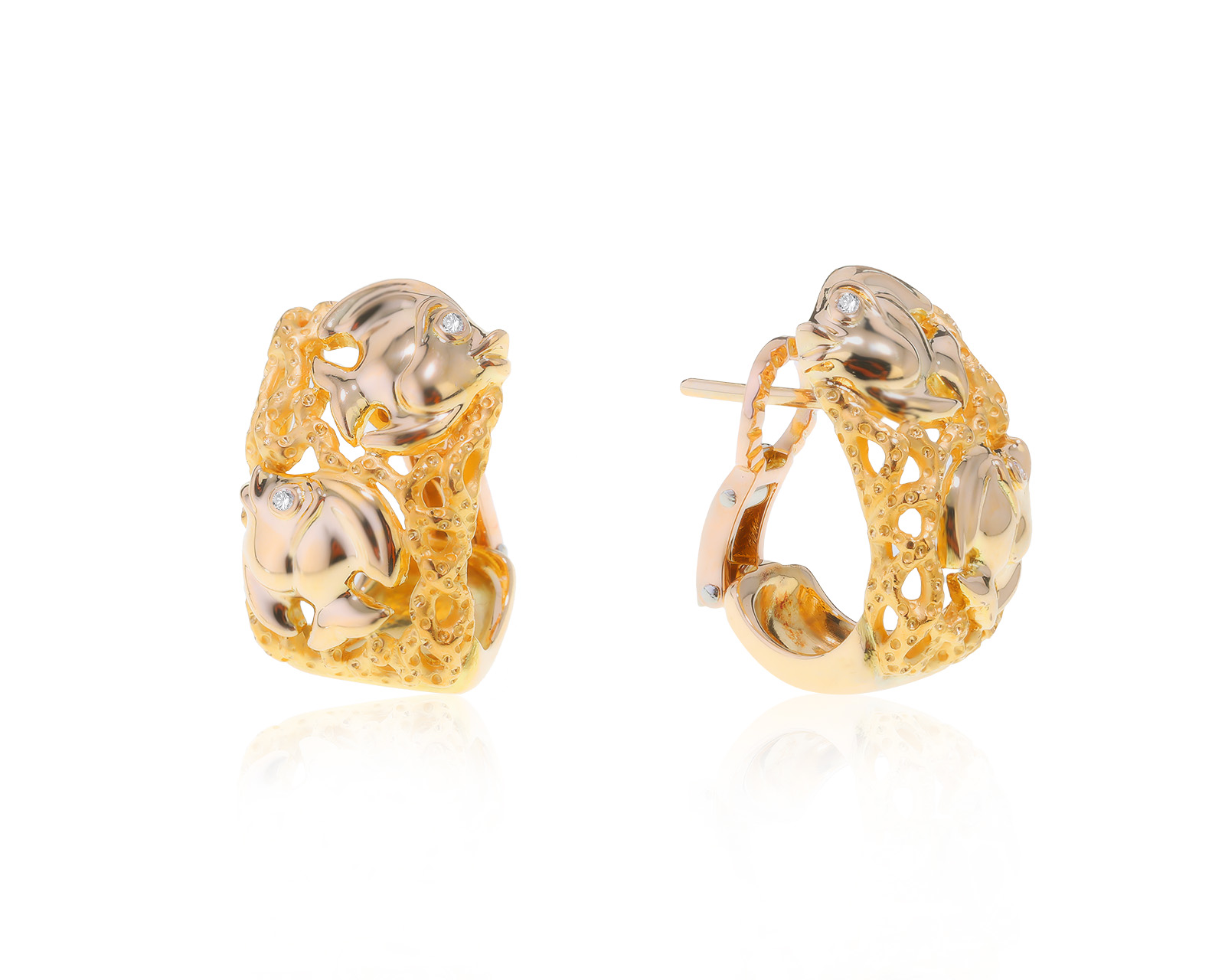 Оригинальные золотые серьги с бриллиантами 0.02ct Magerit 060522/7