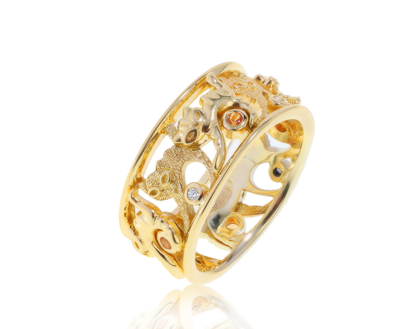 Изысканное золотое кольцо с сапфирами 0.12ct 060622/2