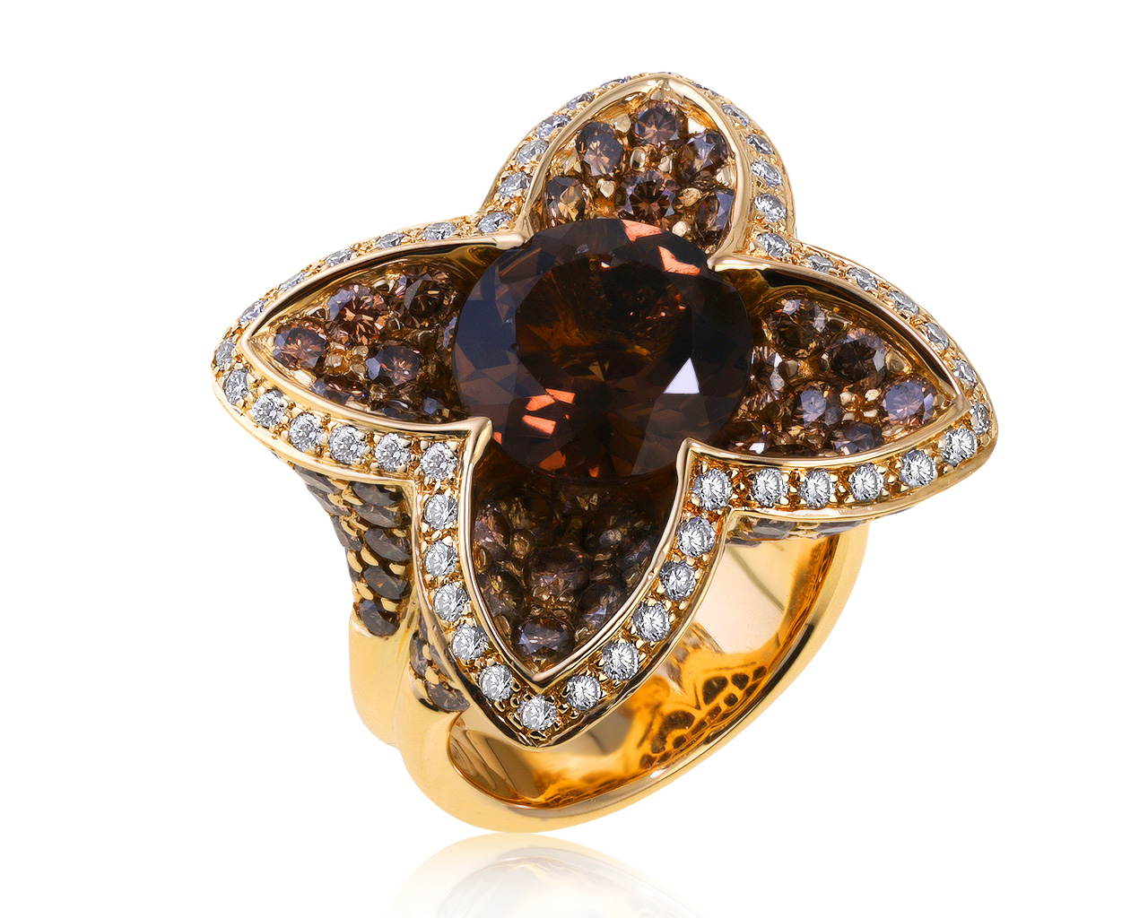 Оригинальное золотое кольцо с раухтопазом 3.26ct Rodney Rayner