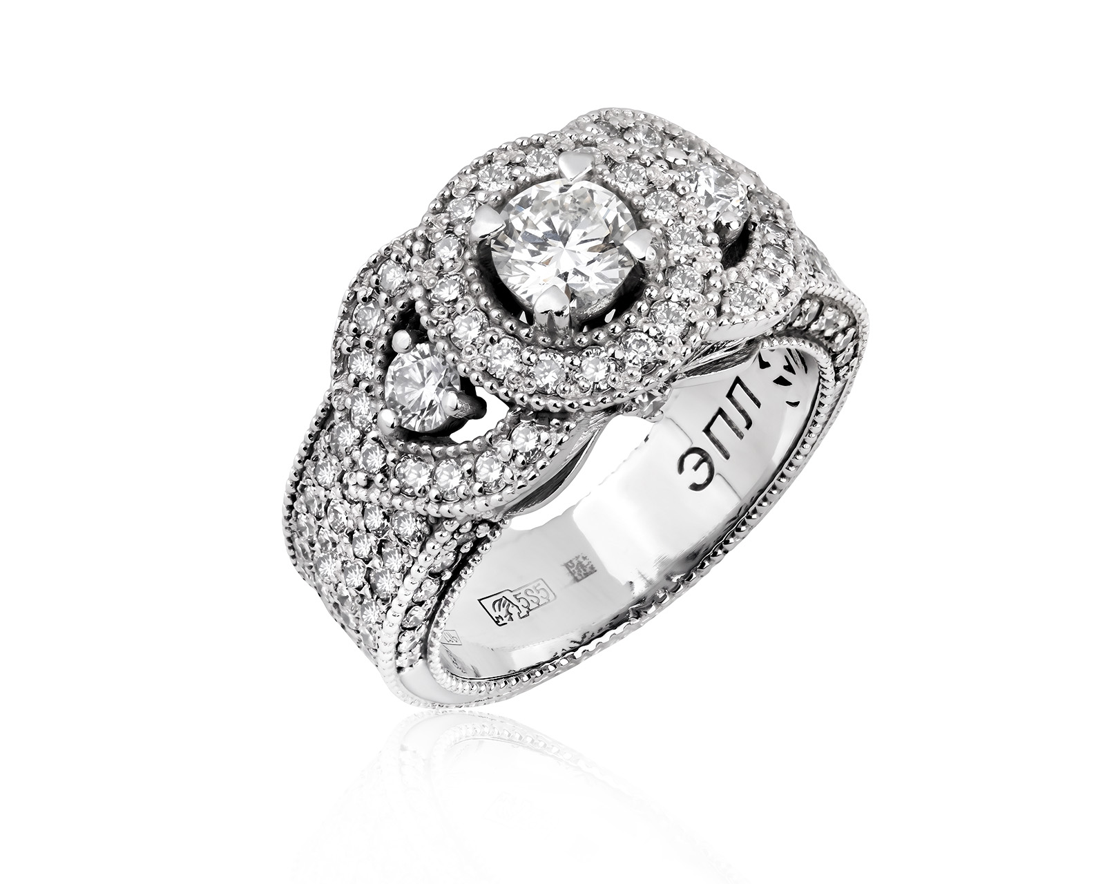 Оригинальное золотое кольцо с бриллиантами 1.93ct ЭПЛ Якутские бриллианты 270726/2