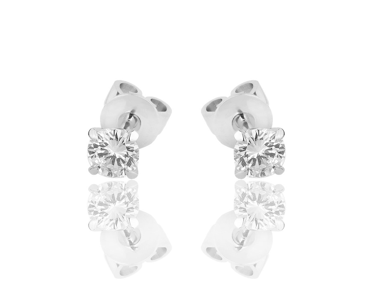 Стильные золотые серьги пусеты с бриллиантами 0.77ct 310818/9