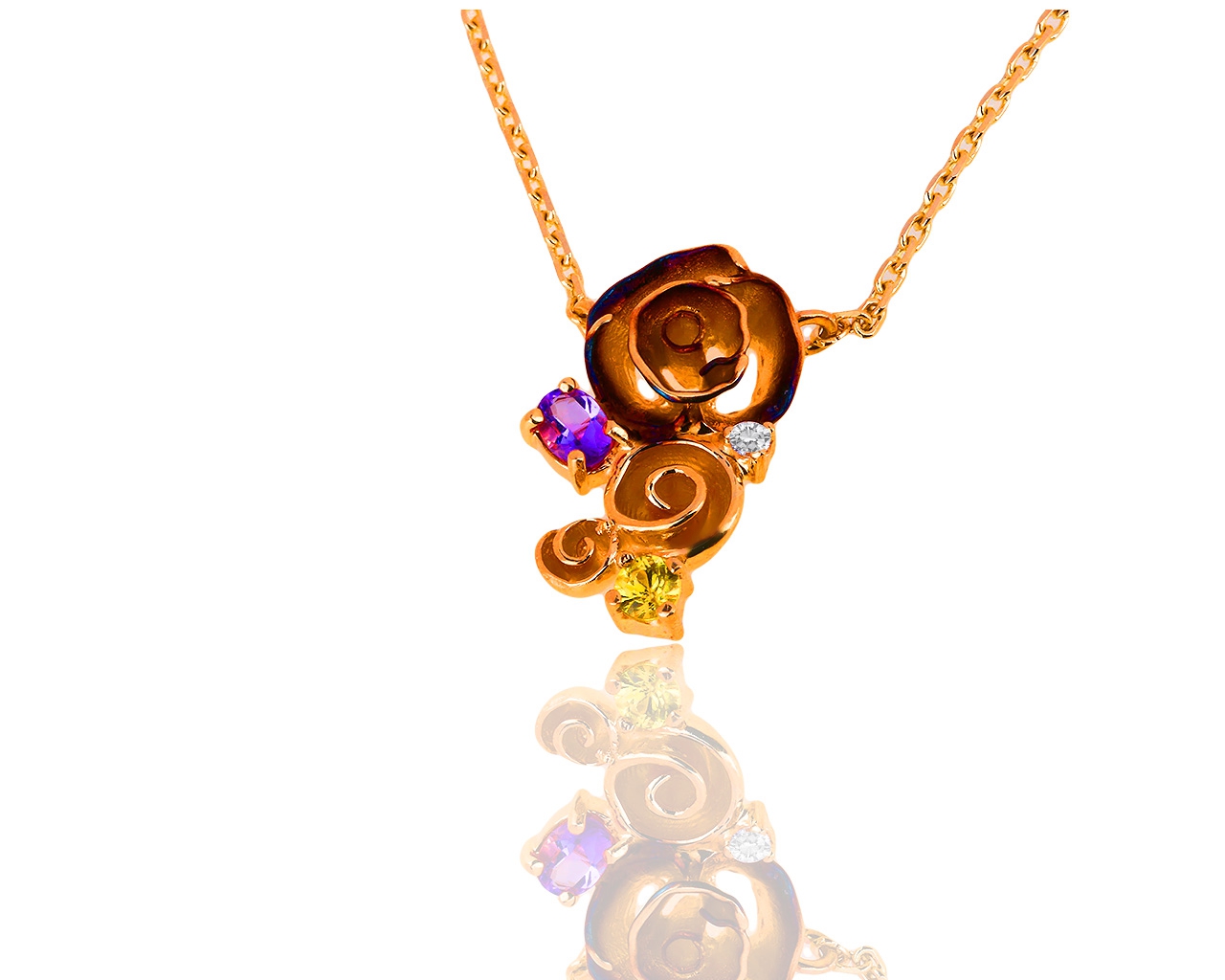 Золотая подвеска с аметистом и бриллиантом Roberto Bravo 160519/11