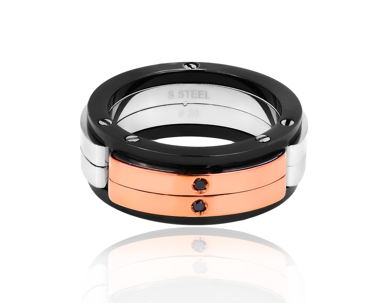 Оригинальное золотое кольцо с бриллиантами и керамикой Baraka 140119/1