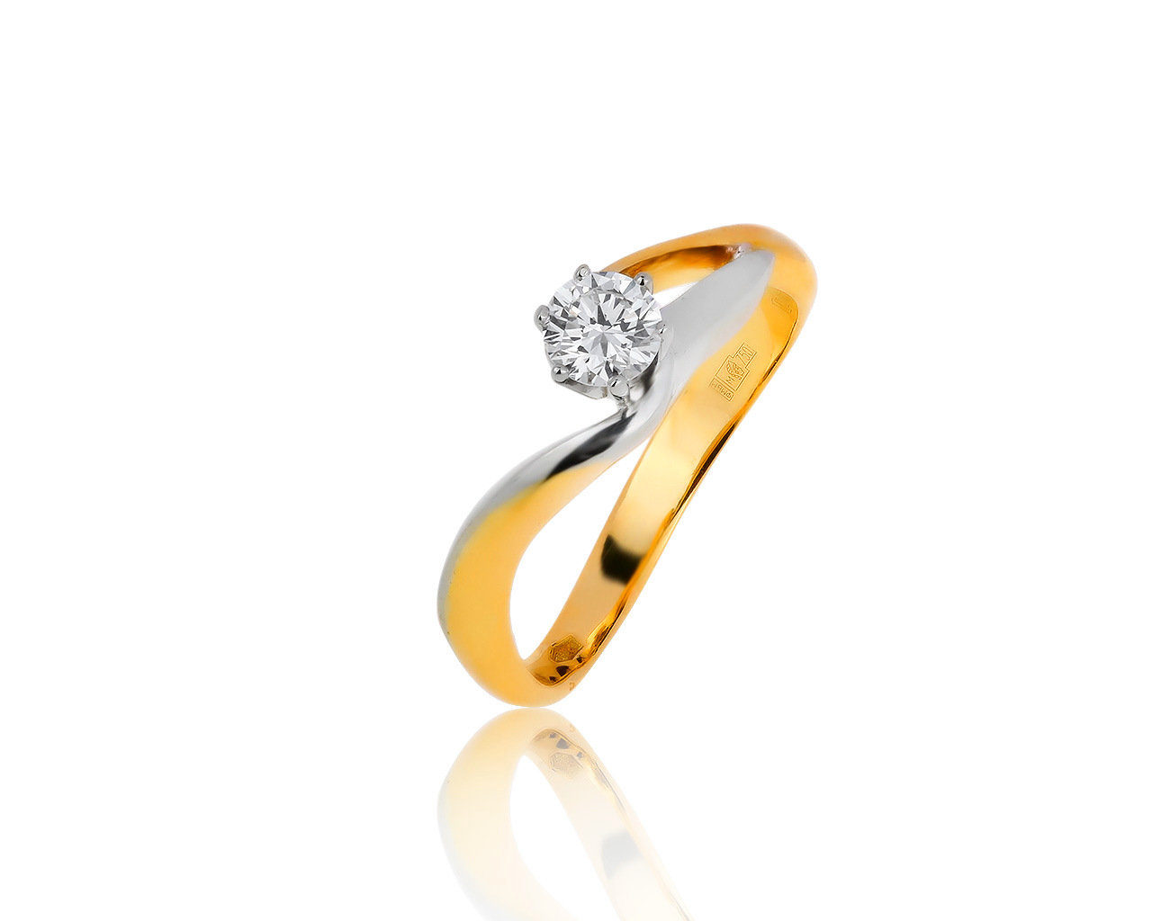 Итальянское золотое кольцо с бриллиантом 0.36ct 231019/1