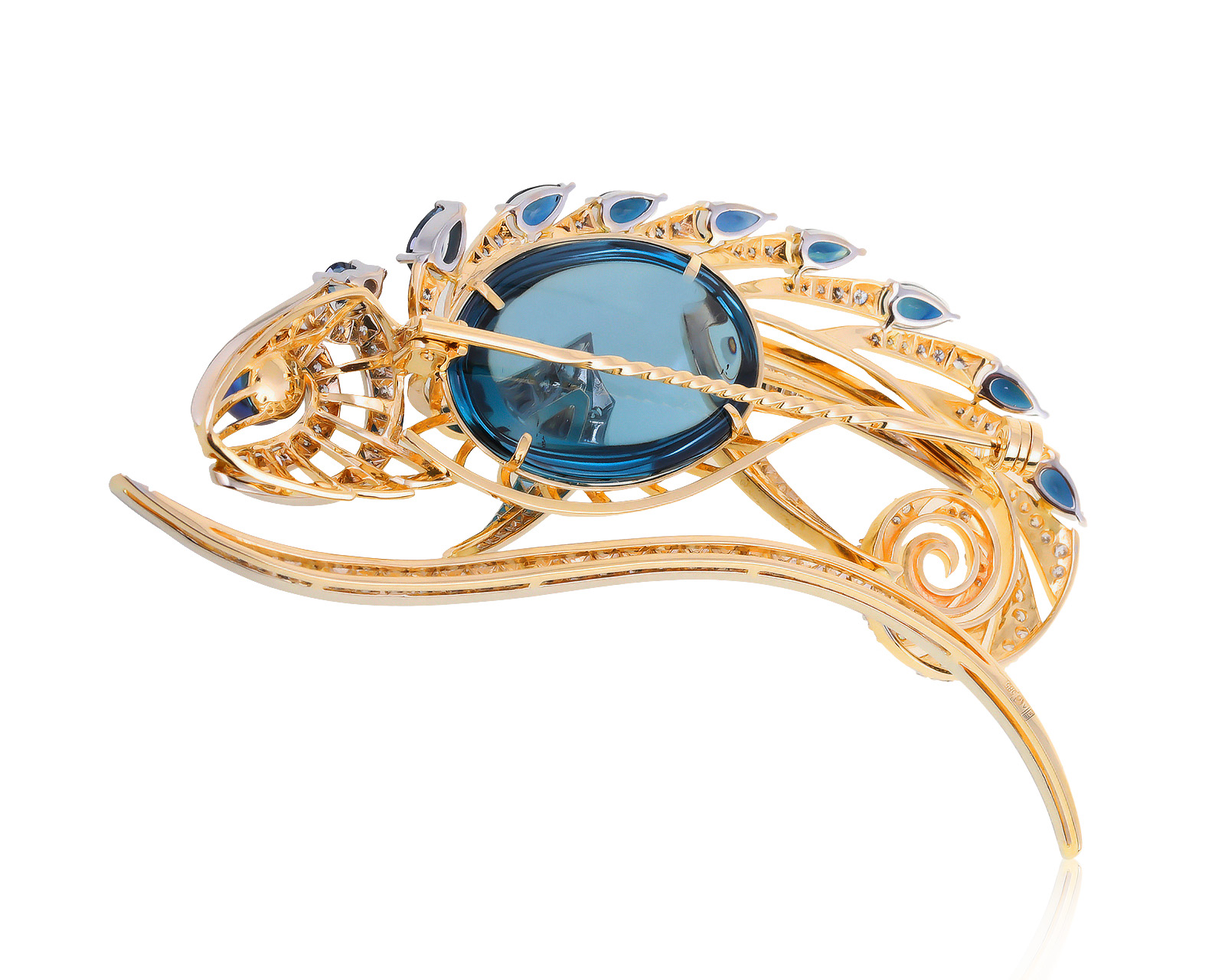 Прелестная золотая брошь с сапфирами 1.68ct