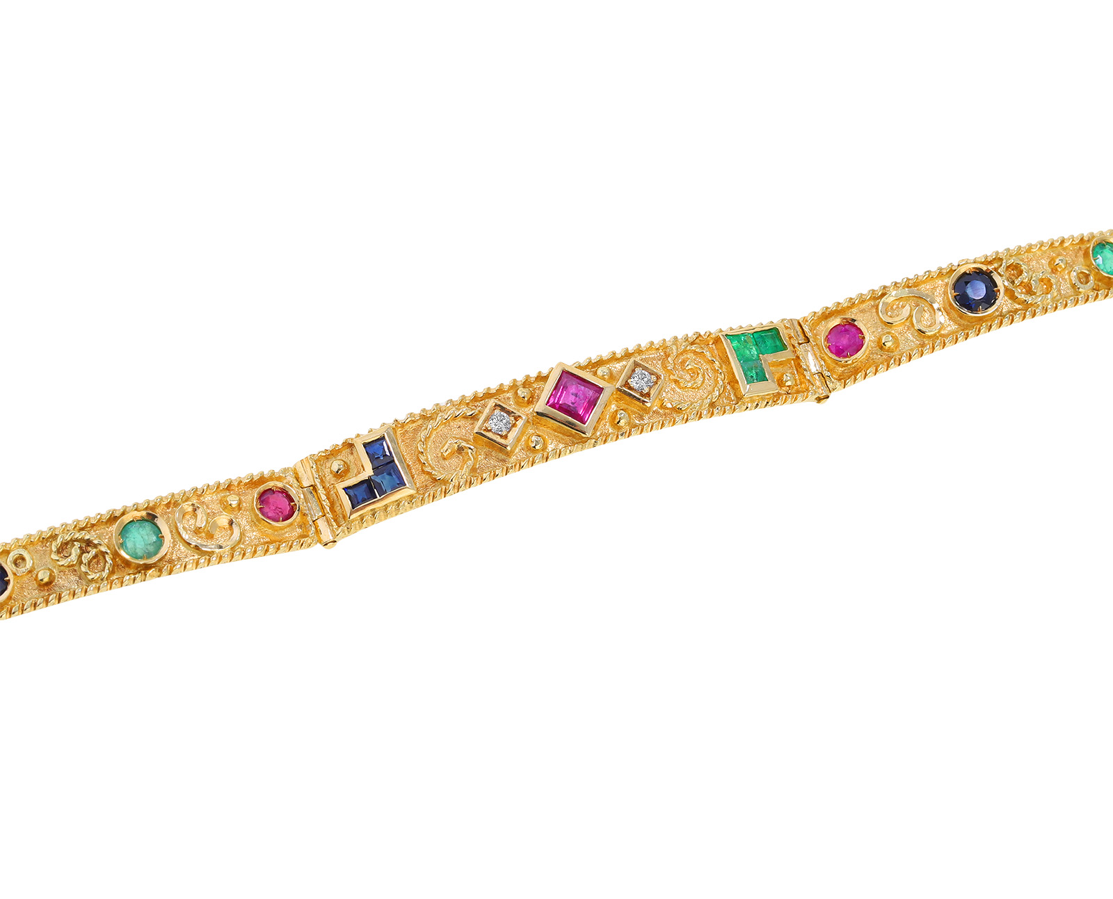 Великолепный золотой браслет с цветными камнями 0.83ct