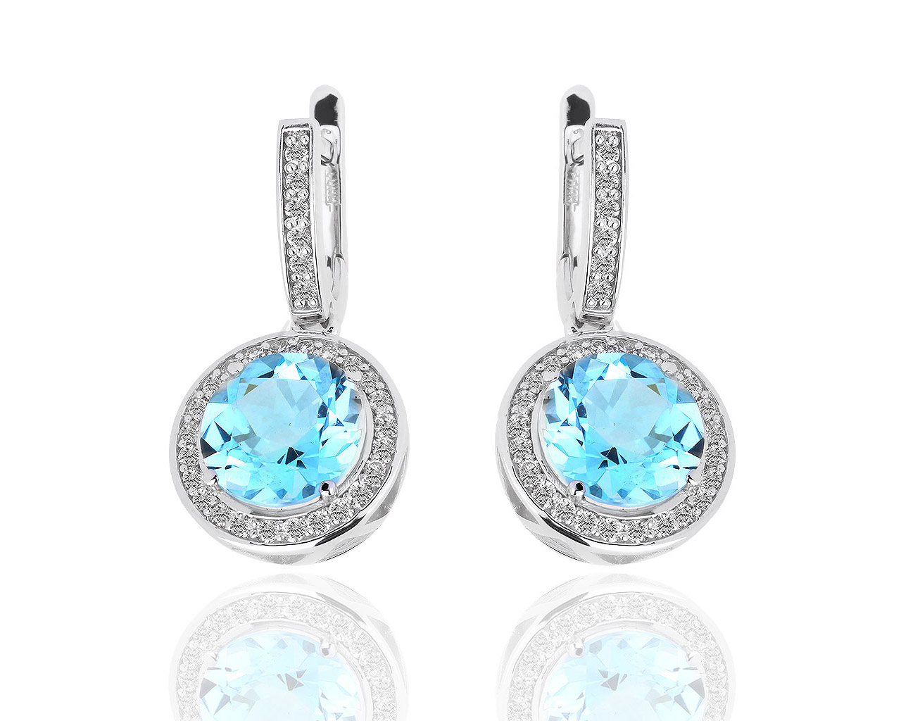Нарядные золотые серьги с топазами и бриллиантами 0.72ct 271118/11