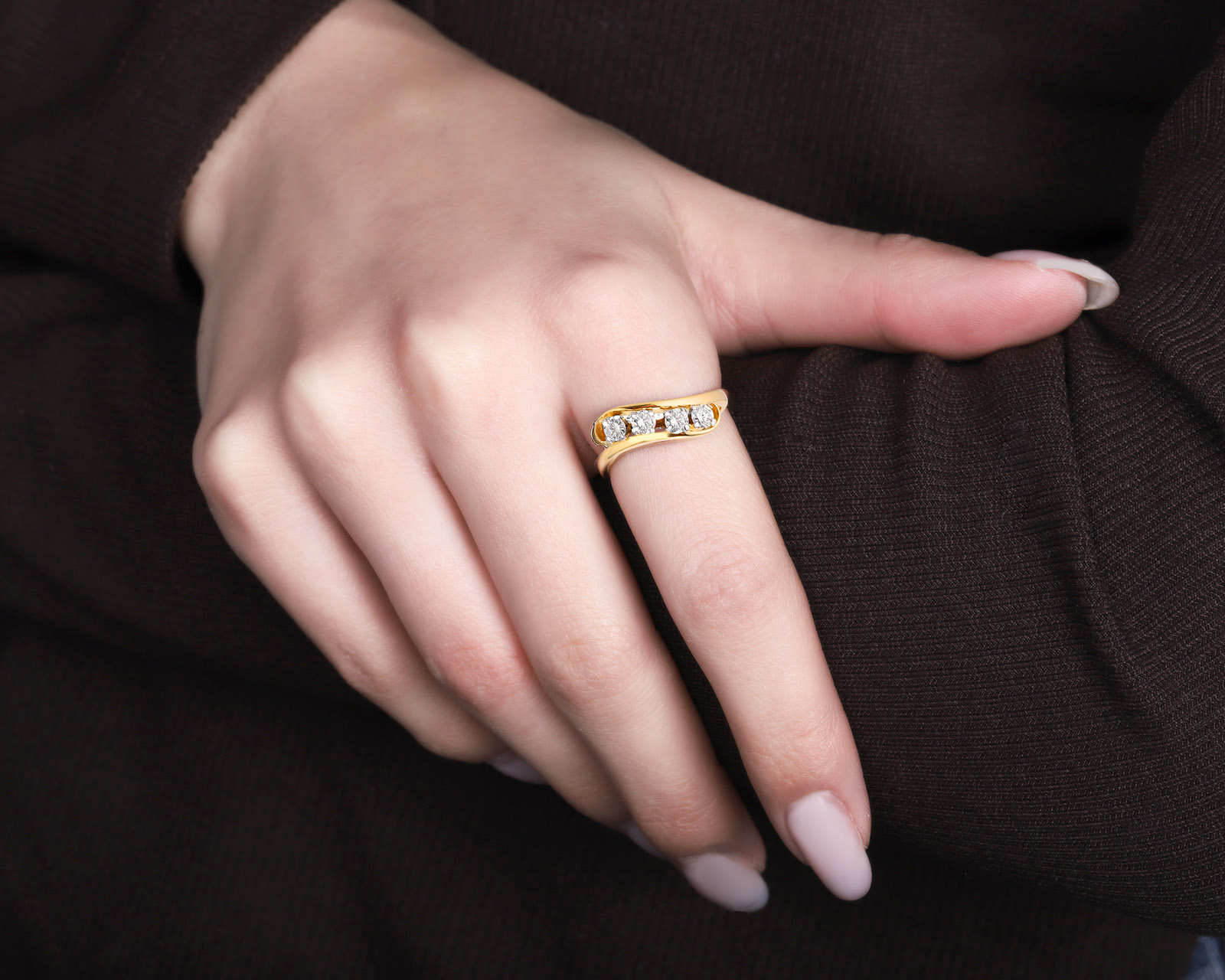 Золотое кольцо с бриллиантами 0.44ct СССР