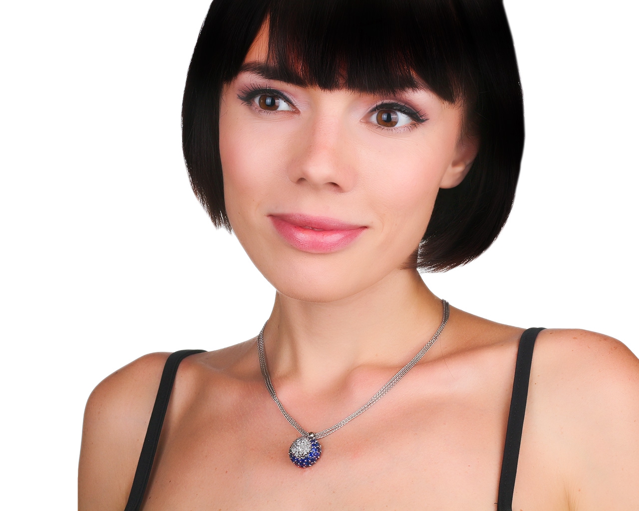 Итальянский золотой кулон с бриллиантами 0.81ct и сапфирами 7.98ct