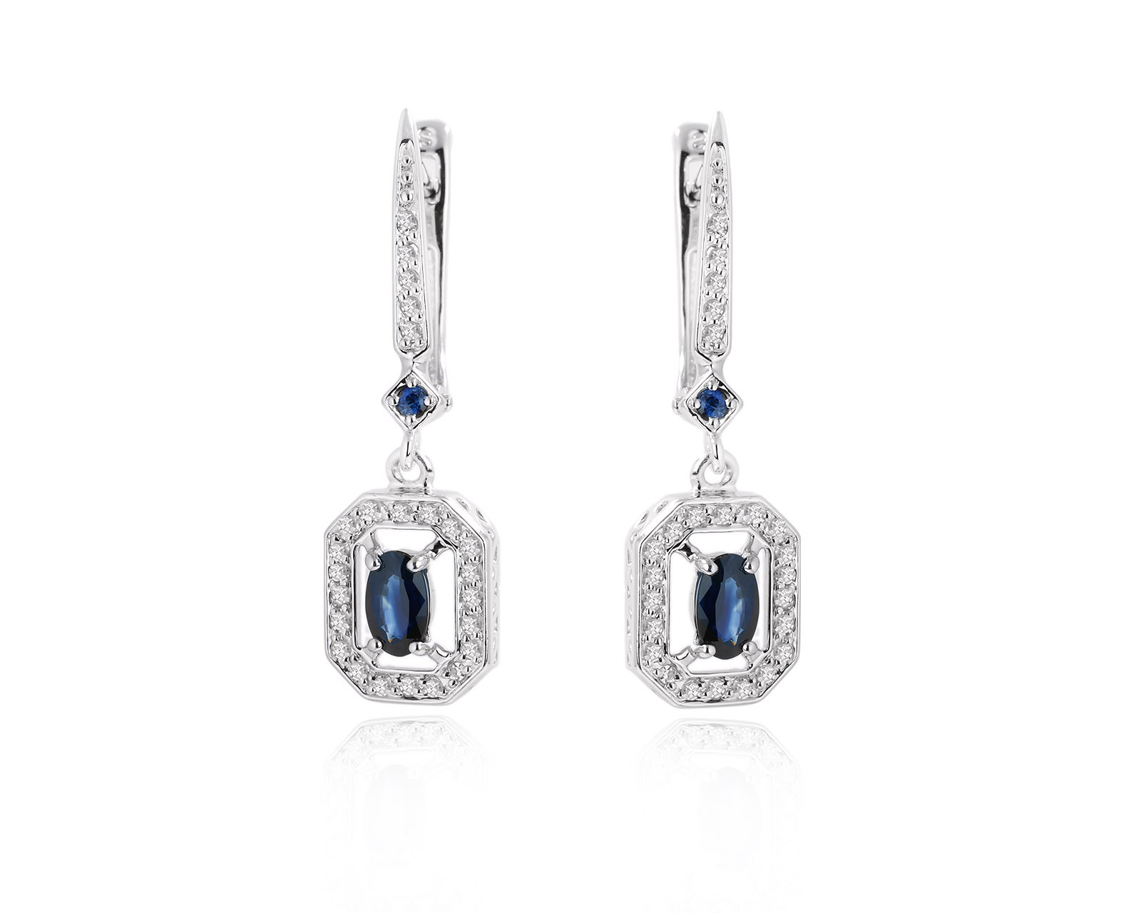 Золотые серьги с сапфирами 0.66ct и бриллиантами 0.15ct 021024/17