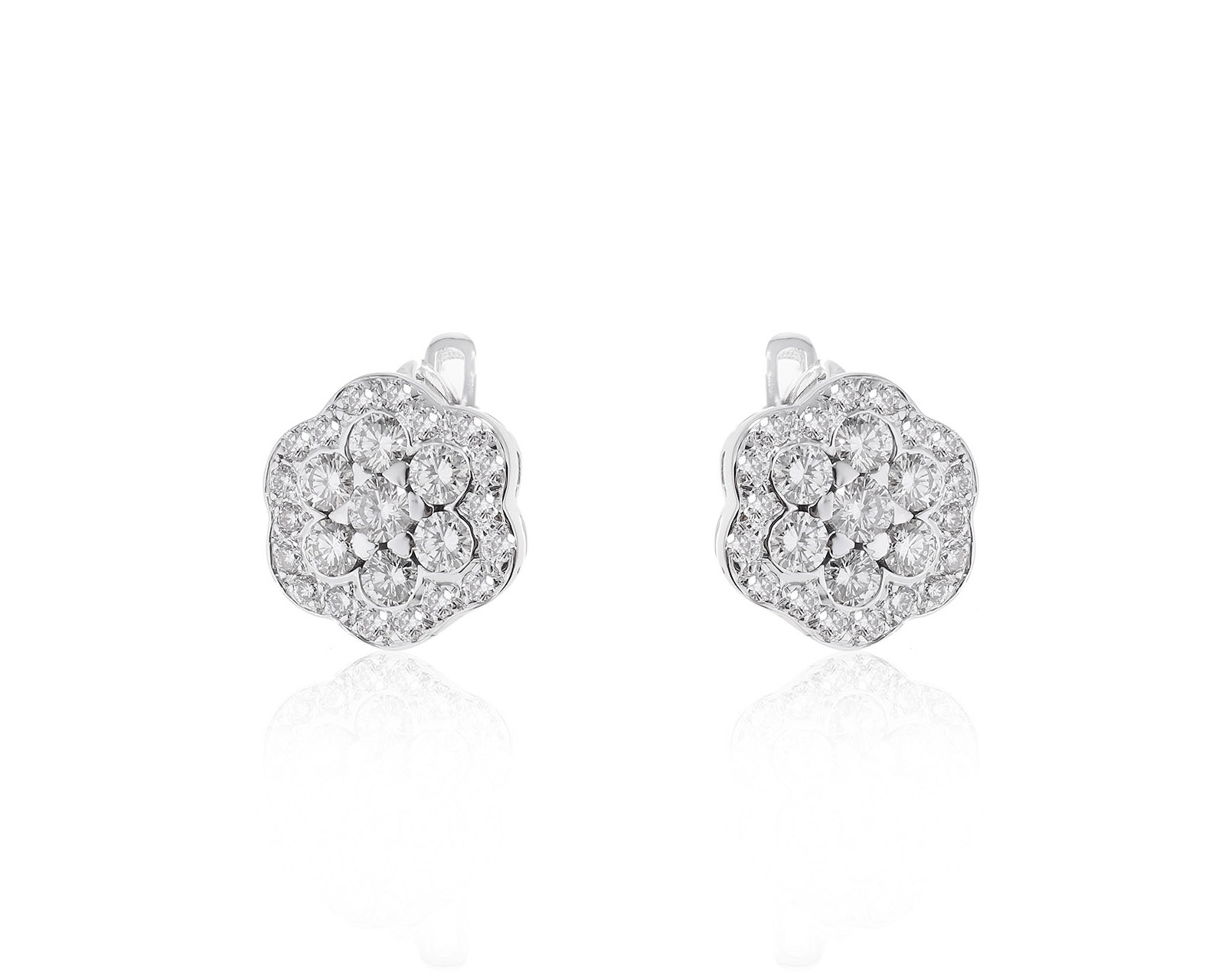 Богатые золотые серьги с бриллиантами 1.22ct