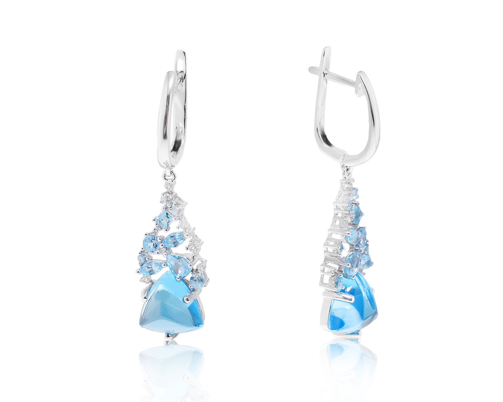 Золотые серьги с топазами 8.30ct и бриллиантами 0.03ct 020424/27