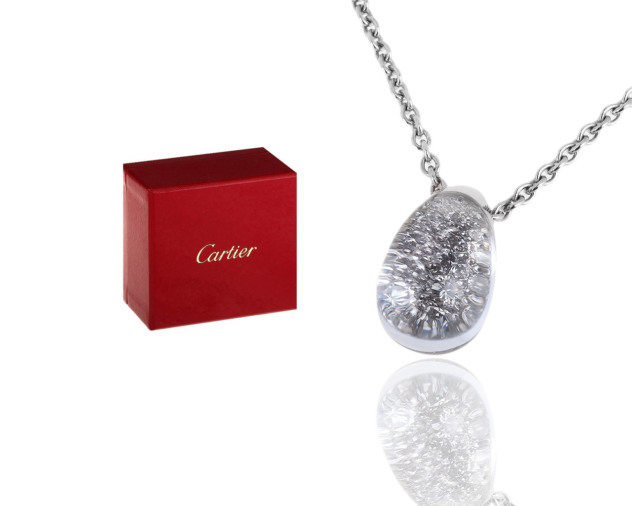 Золотой кулон с бриллиантами в хрустале Cartier