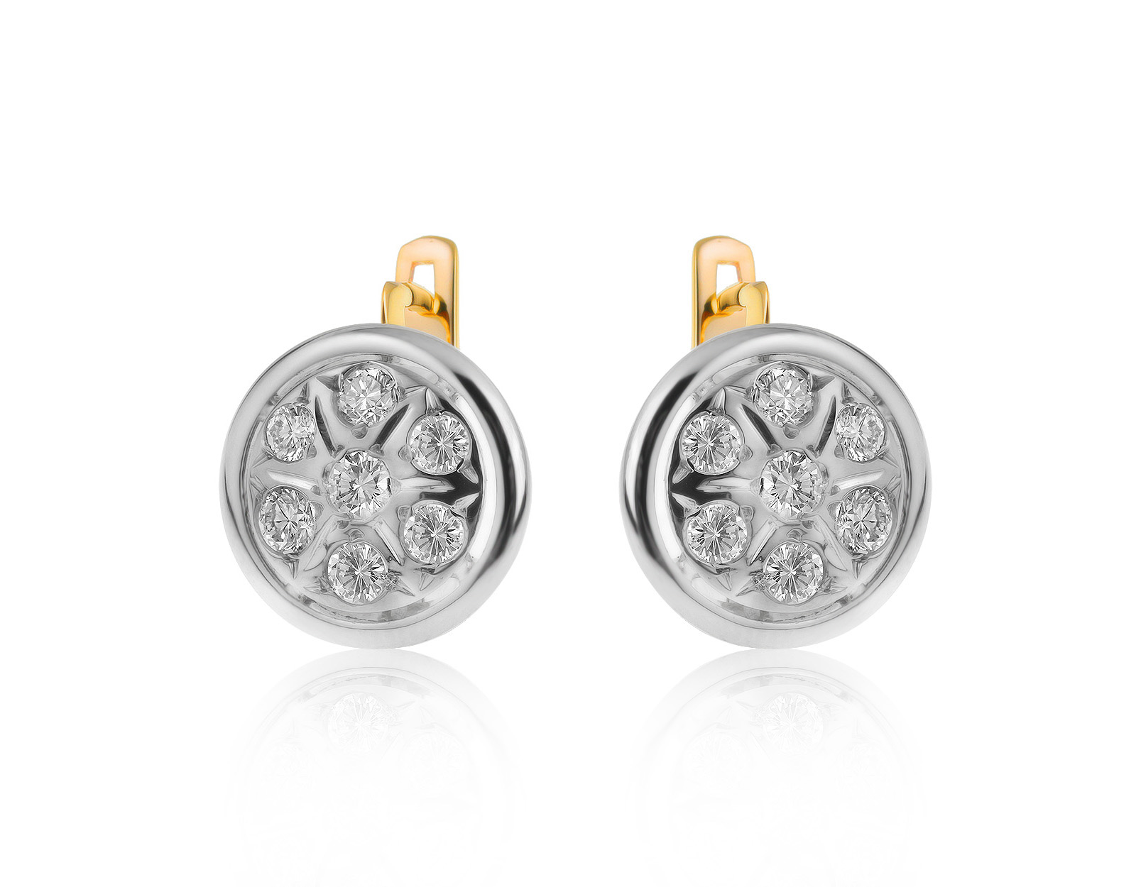 Нарядные золотые серьги с бриллиантами 1.02ct СССР 