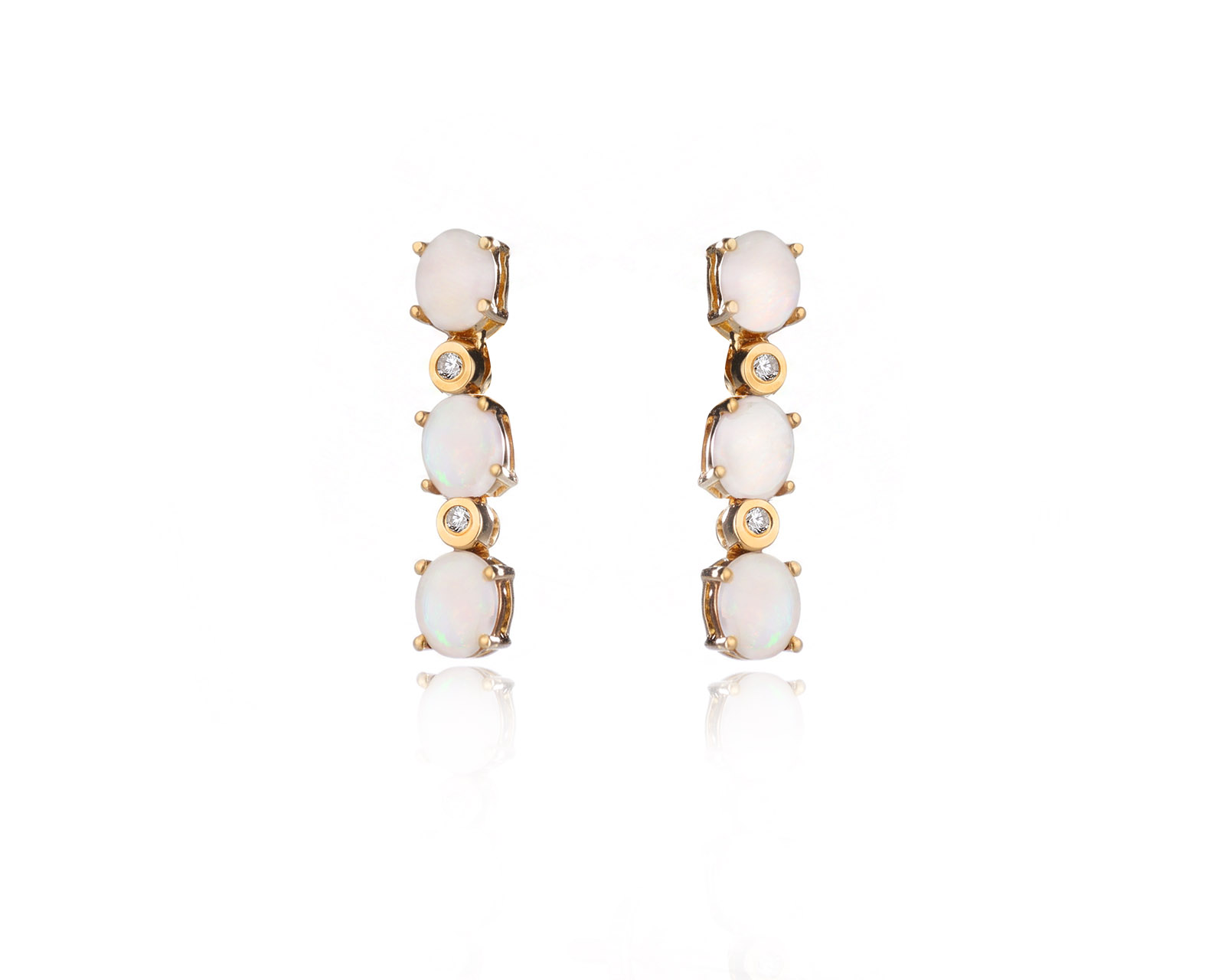 Золотые серьги с опалами 1.20ct и бриллиантами 0.04ct 050726/3