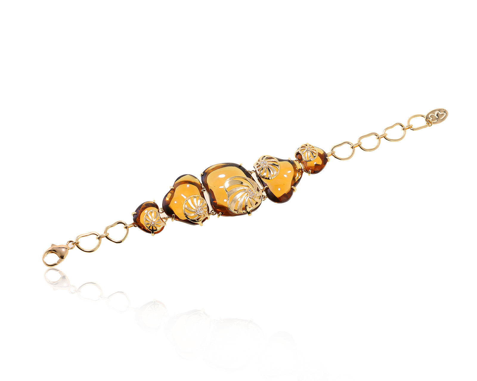 Притягательный золотой браслет с цитринами 88.59ct