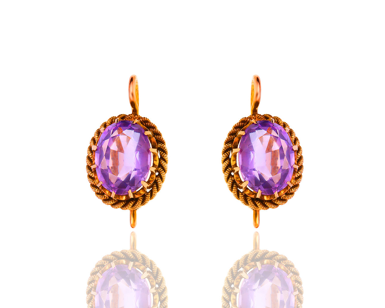 Винтажные золотые серьги с аметистами 201118/4