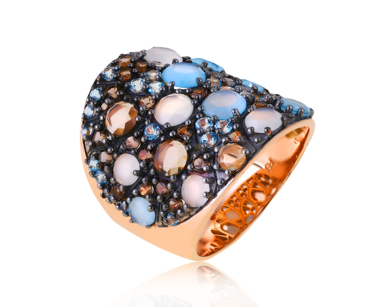 Оригинальное золотое кольцо с топазами 0.75ct Pasquale Bruni Mandala 250321/3