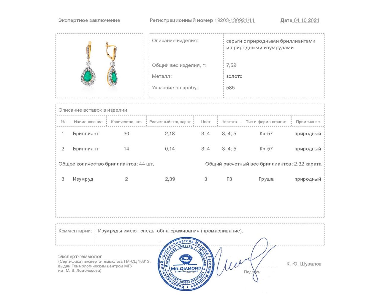 Шикарные золотые серьги с изумрудами 2.39ct