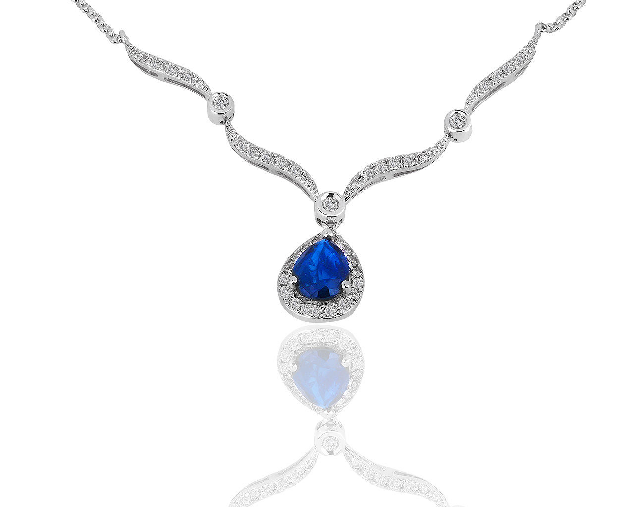 Роскошное золотое колье с сапфиром 0.52ct и бриллиантами 0.33ct 250619/7