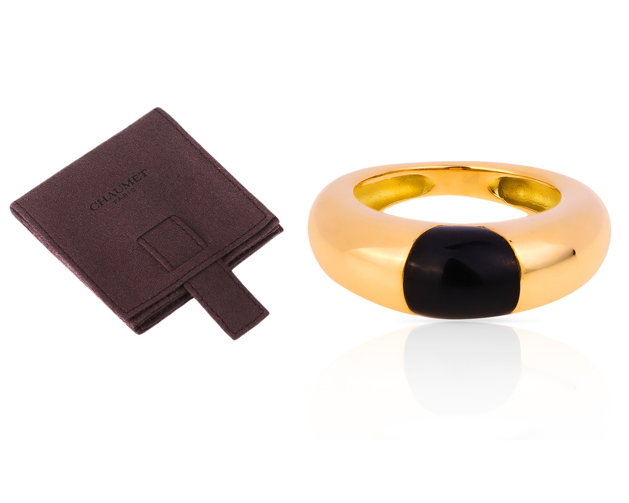 Оригинальное золотое кольцо с ониксом Chaumet Anneau