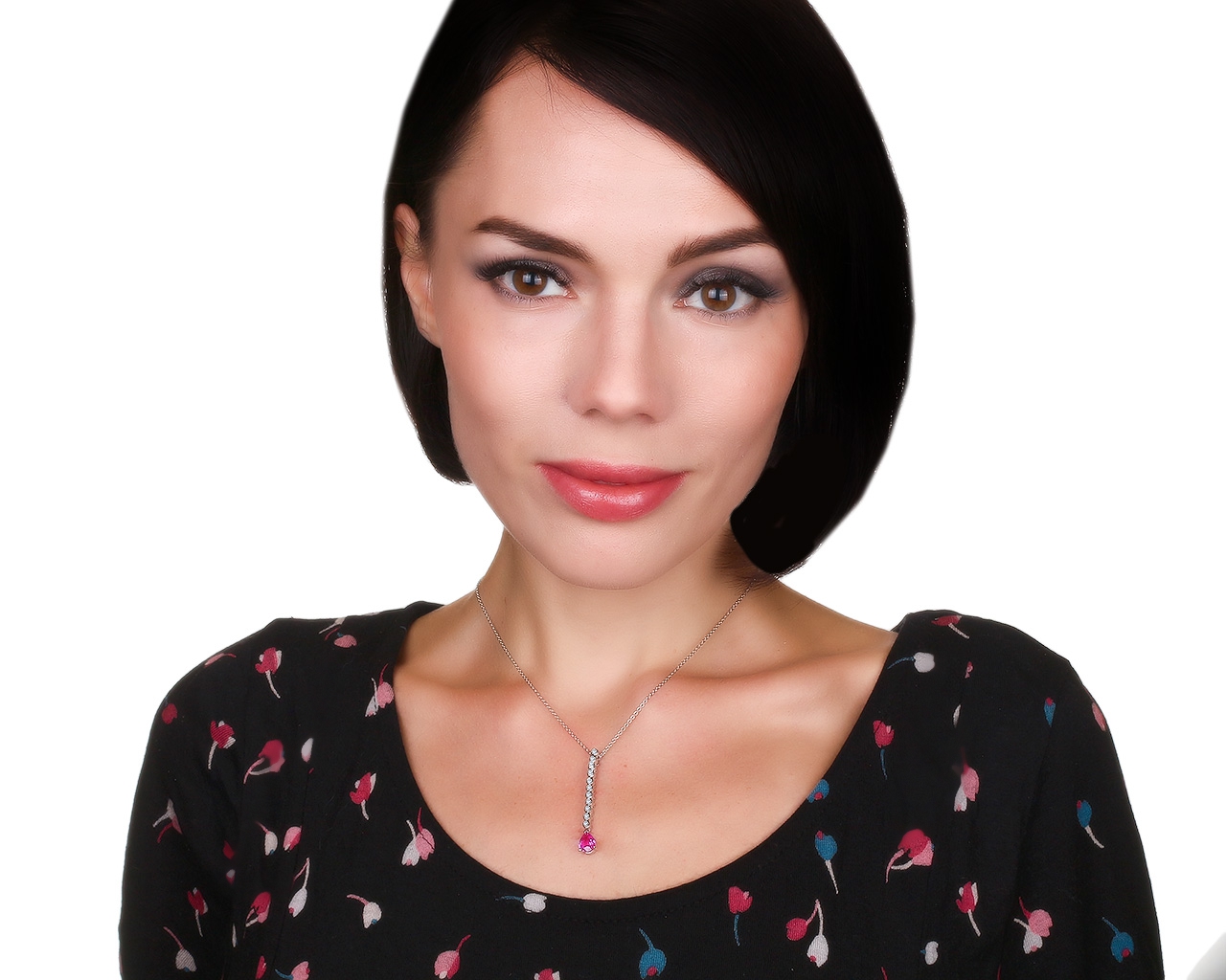 Праздничный золотой кулон с розовым сапфиром 1.20ct